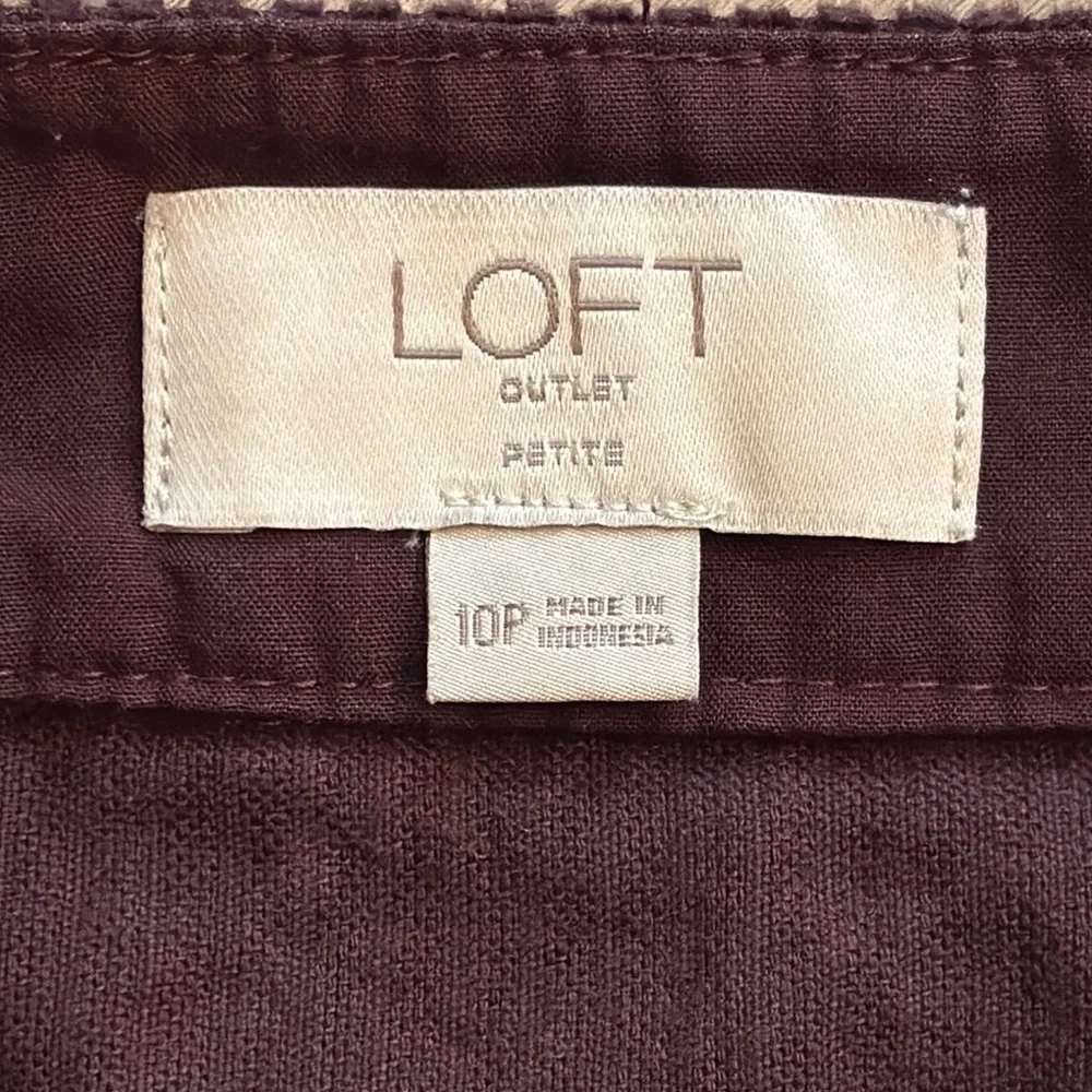 LOFT Women’s Corduroy Mini Skirt Purple Brown‎ Size 10P Patched Pockets
